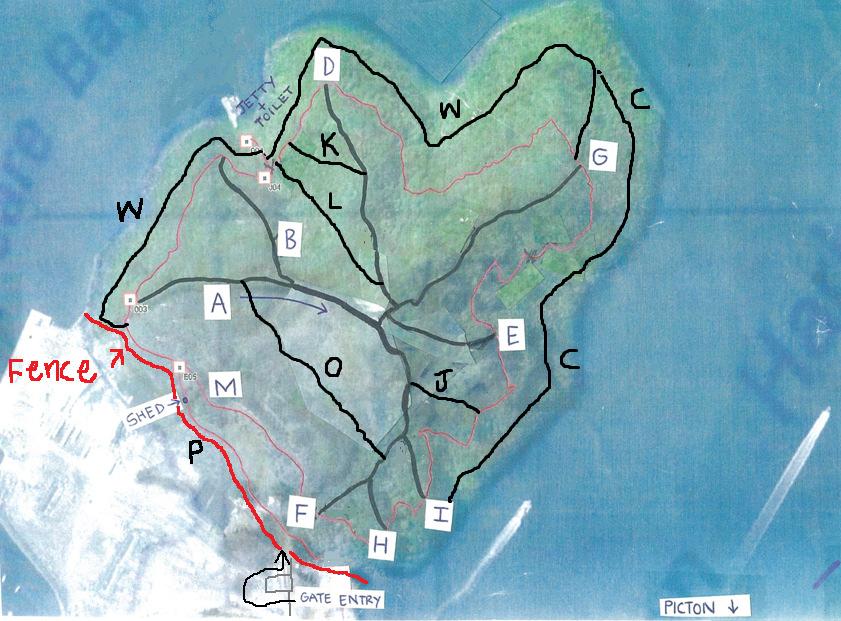 The map above shows the current tracks on Kaipupu Monitoring coverage: Each red