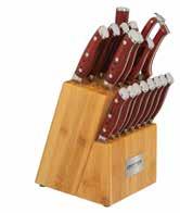 Crimson Cutlery Features The 18 piece G10 CRIMSON Cutlery Bamboo Block Set is crafted from high carbon German Steel with