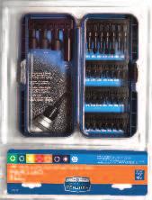 16 PIECE IMPACT PRO SCREWDRIVING SET 16 Insert Bits: (2/ea) #1, #2 Phillips, (1) #3 Phillips, 66916 2 (1/ea) #4-5, #6-8, #8-10, #10-12 Slotted, and (1) #2 Square.