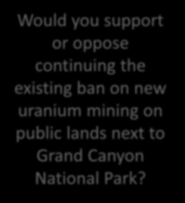 Support for Continuing Existing Ban on New Uranium Mining Would you support or