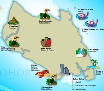 Johor is made up of eight districts comprising Johor Bahru, Pontian, Batu Pahat, Muar, Mersing, Kota Tinggi, Kluang and Segamat.