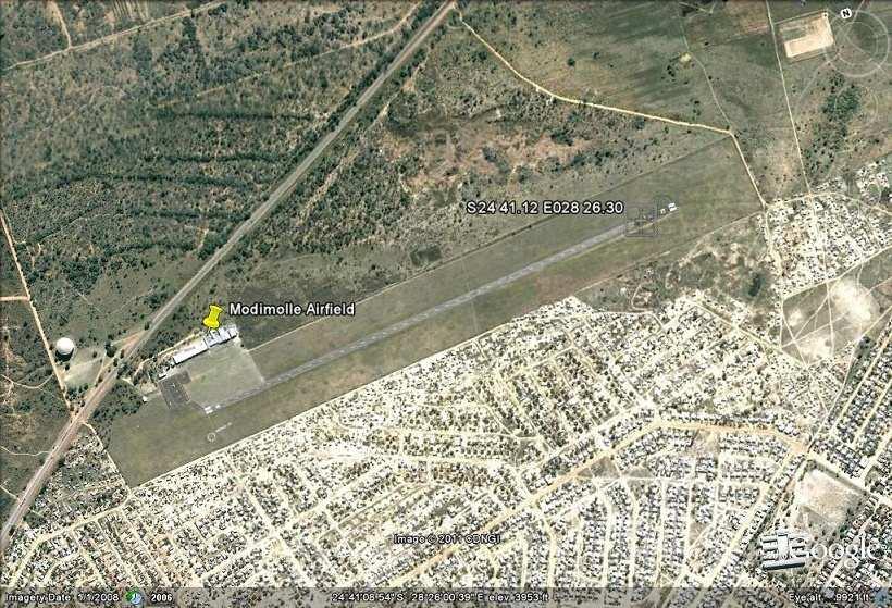1.10 Aerodrome Information: 1.10.1Nylstroom Modimolle Airfield was used as the drop zone for the skydiving operations in the area. The aerodrome location was at GPS reading S 24 41.12 E 028 26.30.