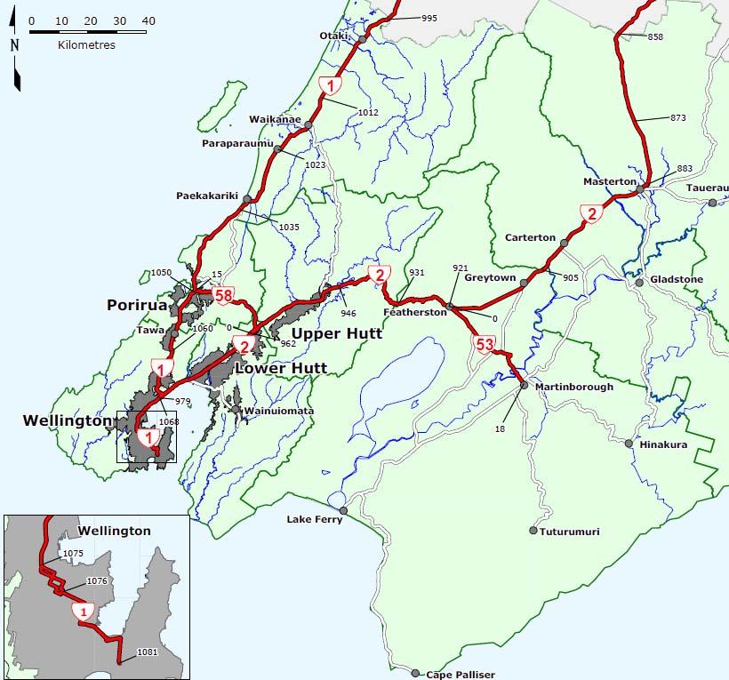 Region 9 Wellington SH1 Otaki River SH2 Boundary to SH58 Jn SH53 1N 18/2.08 201 Otaki River Bridge $900k Seismic retrofit required $300k.