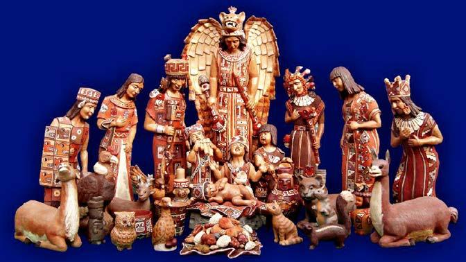 Wari birth: In this ceramics, the characters of the Birth of Jesus, are represented with costumes