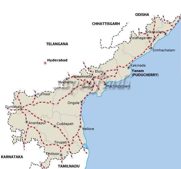 The state is well connected through the rail network. Visakhapatnam, the largest city in the state, has rail accessibility to nine district headquarters out of 13 in the new state.