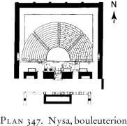 Mbetjet e tij janë vetëm në lartësinë e themeleve. Figure 26. Bouleuterioni në Cyrene dhe në Nysa 3.4.5. Shembuj botërorë gjatë shek. I II e.s. Në Cyrene Bouleuterioni i shek I e.