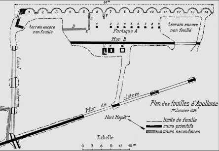 APOLLONIA - Studimi historik e arkitektonik i rilevimeve dhe tipollogjive ndërtimore Tempullit të Agonotetëve), si dhe një Stoa në Agoranë mes dy kodrave dominuese, që arkeologët e emërtuan Portiku i