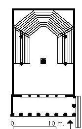 Salla me kapacitet 500 vetë kishte në brendësi 5 kollona që, të vendosura në formë U-je, shërbenin për të mbajtur mbulesën. Bouleuterioni i Ri në Athinë - fund shek. V p.e.s. (415 BC 406).