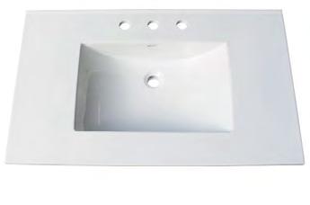 3cm (1-1/4 ) Ceramic Tops White (W8), 8 spread 25, 31, 37, 43, 49 48 Features White (W1), single hole 25, 31, 37, 43, 49 3cm (1-1/4 ) thick, Ease Edge Pre-drilled for 8 widespread faucet - 25, 31,