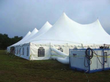 CLEAR TOP TENTS Clear top tents are excellent for parties after 5:00 p.m. These tents provide cover from the elements while at the same time give the feeling of being outdoors.