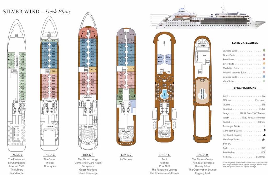 SILVER WIND DECK PLANS CRUISE PRICING $200.