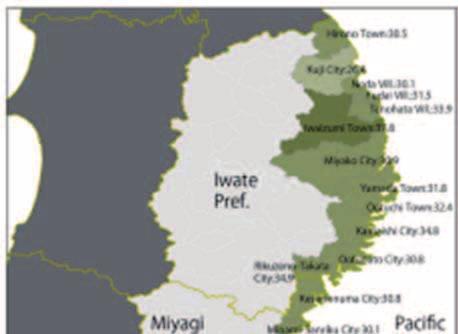 Proceedings of International Symposium on Planning 2013 The population of Miyagi Pref. is 2,326,702, whereas 1,703,124 people are living in the coastal area in 2013.