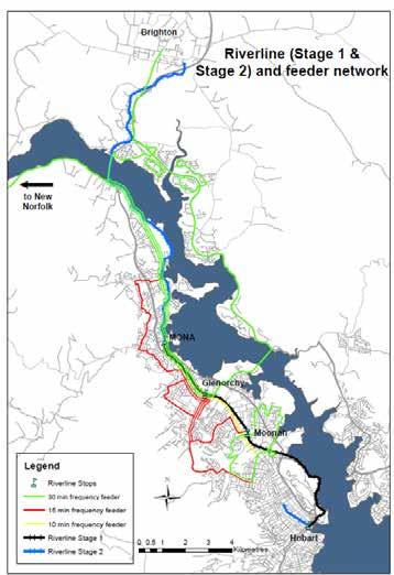 Figure 9: LRT route Infrastructure Tasmania works with Glenorchy and Hobart City Councils to develop a detailed understanding of opportunities for land use planning and rezoning in relation to