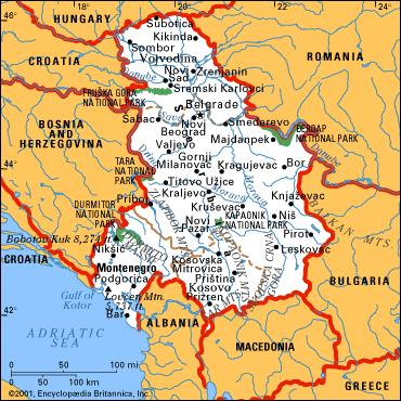 Serbia and Montenegro: main facts AREA km2 Total 102173 Montenegro 13812 Serbia 88361 Central Serbia 55968 Vojvodina 21506 Kosovo and Metohia* 10887 *Part of Serbia under United Nations jurisdiction