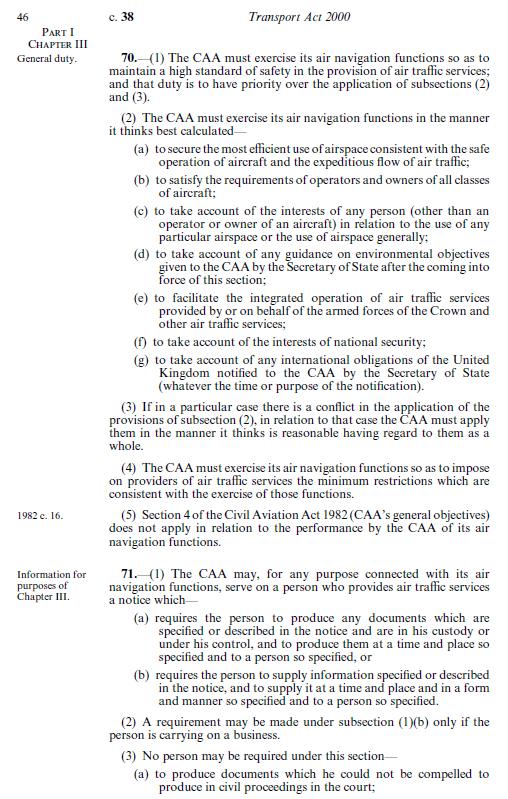 CAP 1479 DRAFT Section 70 of the Transport Act