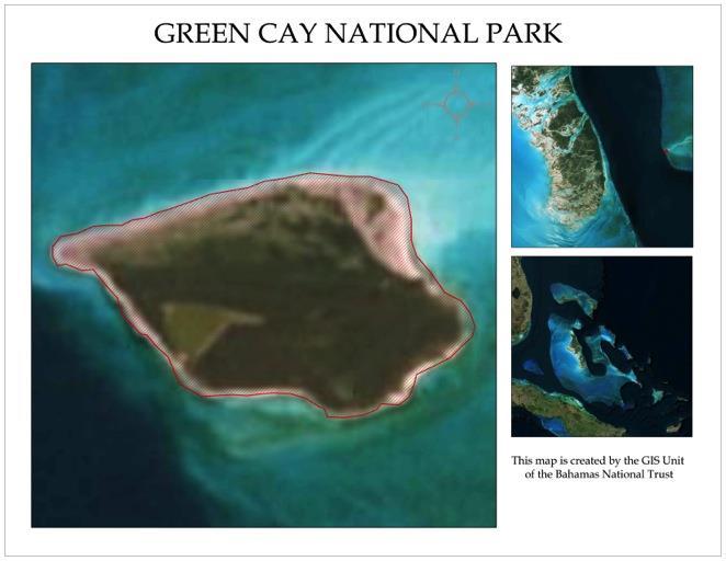 ANDROS Andros Green Cay National Park Size: 580 Acres* Green Cay is an isolated island on the eastern side of the Tongue of the Ocean with no permanent dwellings; however, it provides an anchorage
