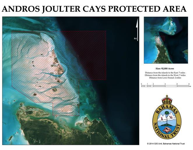 Joulters Protected Area Size: 79,500 Acres The Joulters are located north of North Andros and are comprised of several islands.