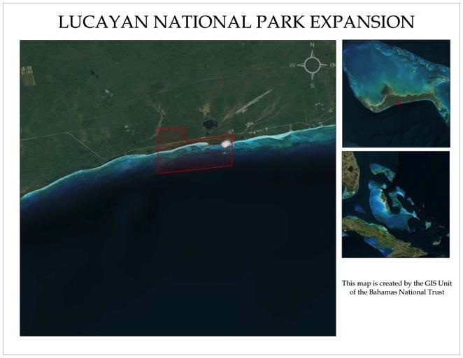 Lucayan National Park Expansion Size: 2,750 Acres Established in 1992, the 40-acre, Lucayan National Park (LNP) protects the longest known karst cave system that connects the pine forest in the north