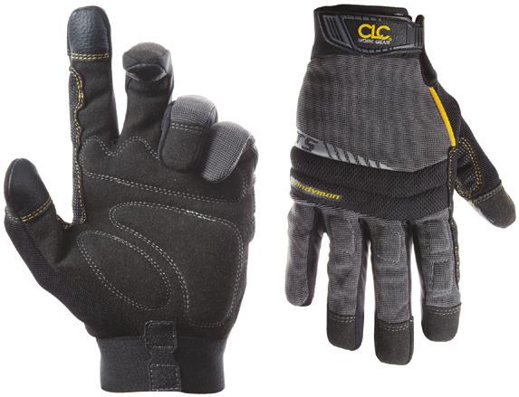 4 WORK GEAR 125 Handyman TM Syntrex TM synthetic palm material for increased abrasion and tear resistance Padded palm, fingers and knuckles provide protection against bumps Textured fingertip pads