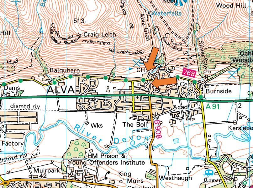 Blairlogie and Menstrie and then onto Alva.