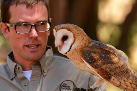 Danny Sedivec brought an American Kestrel and a Barn Owl for their first program in Cuyamaca Rancho State Park.