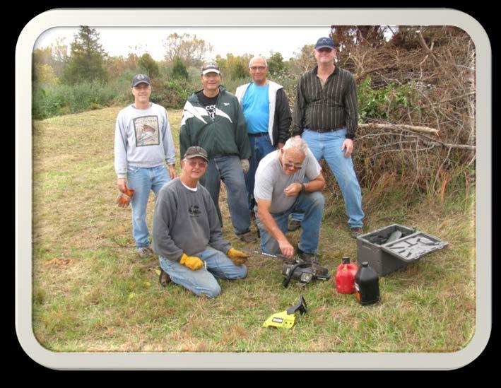 Field Maintenance Crew Week of October 21 st, 2017, despite some light rainfall before 7am and the NWS forecast for more rain, seven guys showed up at the field to drag, limb, pile,