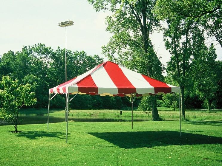 HOLLAND POLE TENTS FEATURES: First run Sunbrella acrylic fabric All corners and top reinforced with steel plate Galvanized steel frames Sizes available: 14'x12' 14'x 16' 16'x16' 16'x20' 16'x24' * Ask