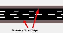 Runway side stripe markings Stripe Markings are provided between the thresholds of a paved runway where there is lack of