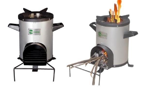 therefore lower emissions than a typical rocket or other non-draft improved stove