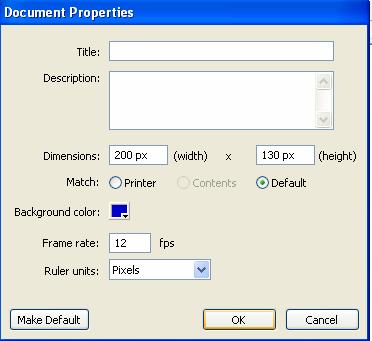 Korak 1: Otvaranje novog dokumenta i podešavanje 1. Otvorite novi dokumenat u Flashu pomoću komande File > New > General Tab > Flash Document > OK 2.