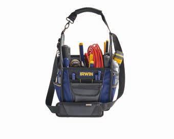 TOOL STORAGE & WORKWEAR IRWIN PRO ELECTRICIAN'S TOTE RUBBER GRIP DETACHABLE HANDLE PREMIUM-GRADE 1680 DENIER MATERIAL SMALL PARTS HARD CASE TAPE LOOP TOOL STORAGE CONSTRUCTED TO