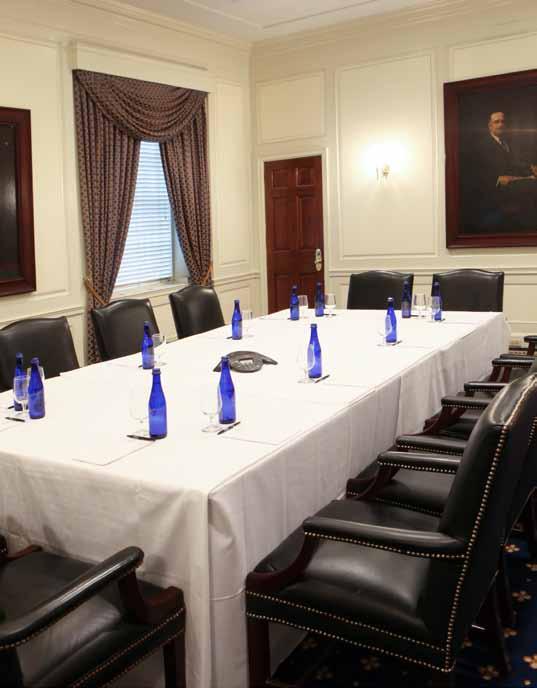 Quietly secluded in its private setting, the esteemed Council Room can be comfortably furnished with large leather chairs, making it perfect for meetings of committees
