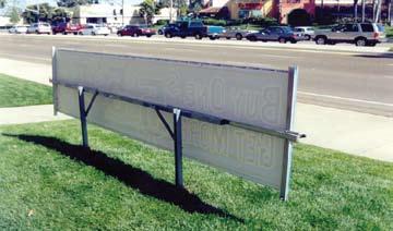 Ground Mount Frame Ground or Lawn Banner Display Frame Our Ground Mount Banner Frame creates a mini-billboard located for the best possible drive-by exposure for your outdoor banners.