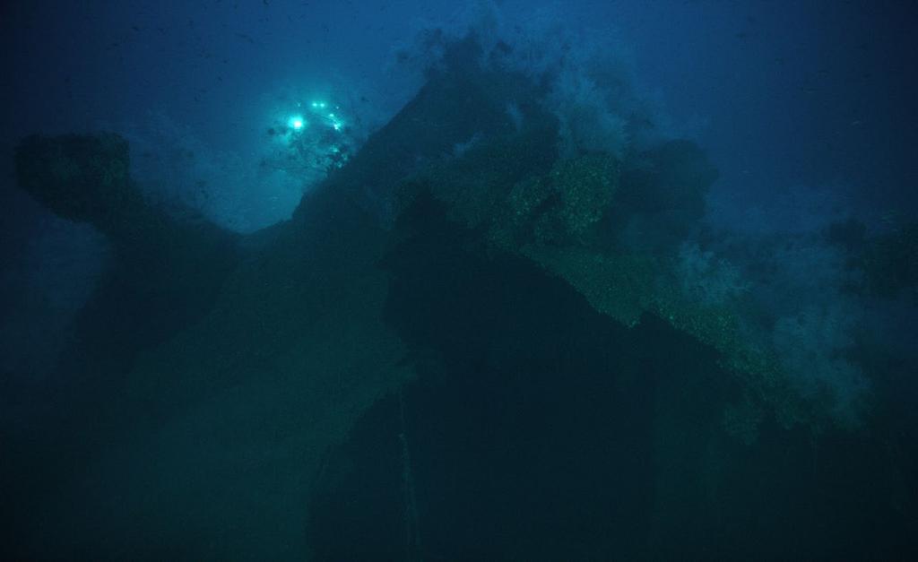 THIS PAGE: Scenes from the ROV Ageotec Perseo GTV's exploration of the HMS Russell Malta Wrecks of 25 April 1916, and by midnight, it was located off the entrance of Valletta Harbor. By 1:40 a.m., the submarine s crew had managed to place 22 mines, and then disappeared.