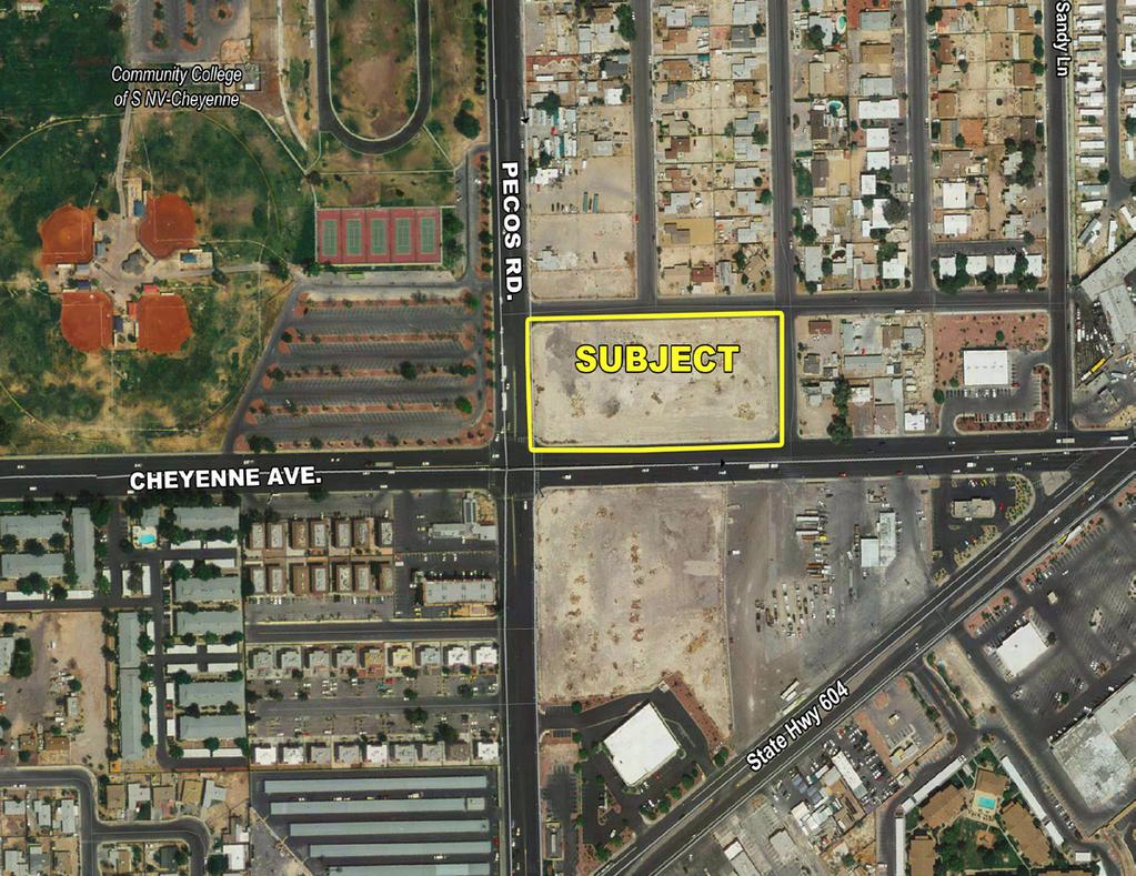 Cheyenne & Pecos, NEC This +/- 3.49 acre property is located on the signalized corner of Cheyenne Avenue and Pecos Road in Las Vegas, NV.