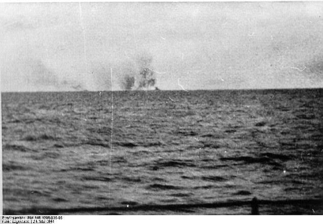 +7 This picture from the German Federal Archives shows the moments after HMS HOOD was hit and exploded.