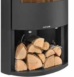 LOG STORE FULL GLASS DOOR PEDESTAL Instead of a door at the bottom of the stove, log store