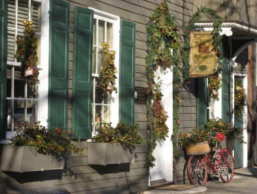 Leavenworth, Washington uses dozens of wine barrel planters (right) and with hanging baskets every meter or so, has created an outstanding
