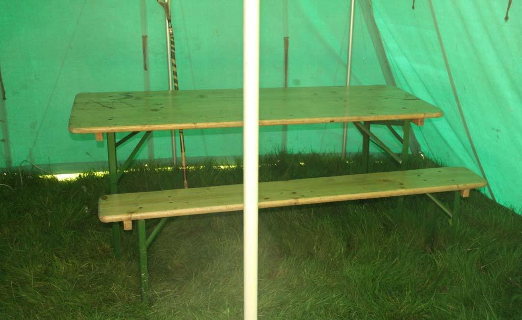 Table & benches 0 points There are no points for placing the table & benches into the shelter, but we recommend that they go across the back of the shelter, parallel to