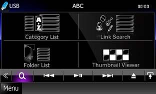 Rad funkcije CD/Audio i vizualnih datoteka/ipod/aplikacija Funkcija pretraživanja Možete pretraživati glazbu, video datoteke ili slikovne datoteke korištenjem sljedećih funkcija.