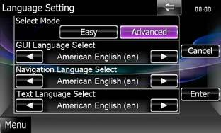 2 Svaku stavku podesite na sljedeći način. Select Mode Otvara funkciju za biranje jezika. Easy (zadano): Jednostavno odabire jezik. Advanced: Omogućuje vam odabir jezika za svaku stavku.