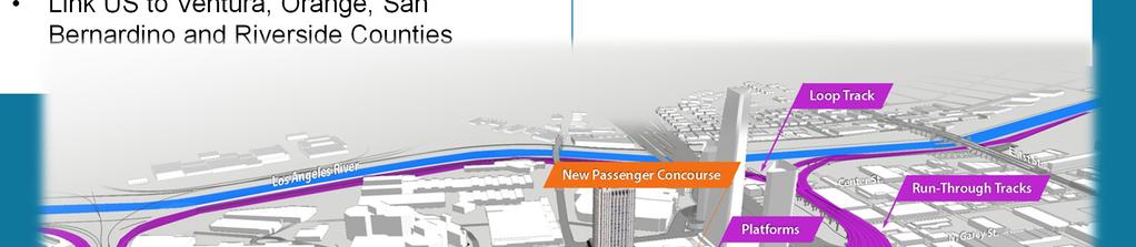 14 Overview Up to 10 run-thru tracks over US 101 New expanded passenger concourse with retail amenities New