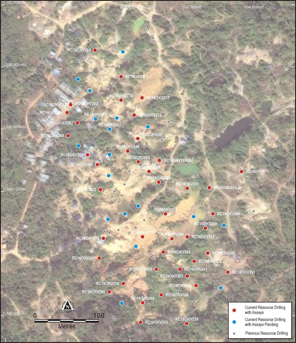 Okvau Resource Infill Drilling 7,500m of resource infill drilling recently completed Section