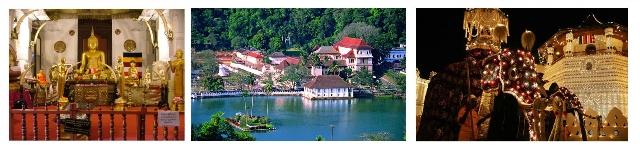 The hill-country capital of Kandy lies on a plain amidst towering hills and looped by Sri Lanka's largest river: the Mahaweli.