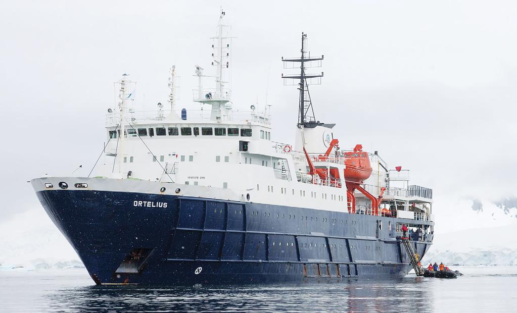 SHIP DEAILS M/V ORELIUS AOU HE SHIP he ice-strengthened vessel Ortelius is an excellent vessel for Polar expedition cruises in the Arctic and Antarctica, providing us with possibilities to adventure