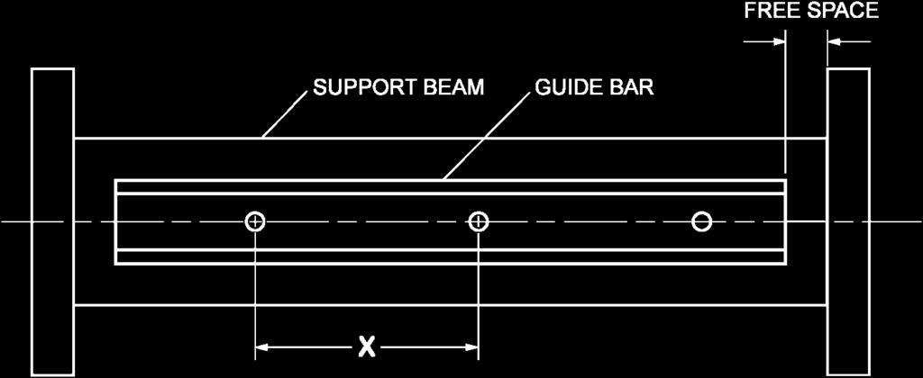 Drill and tap support beam for pre-drilled guide bar: 3/8"-16NC holes 2.