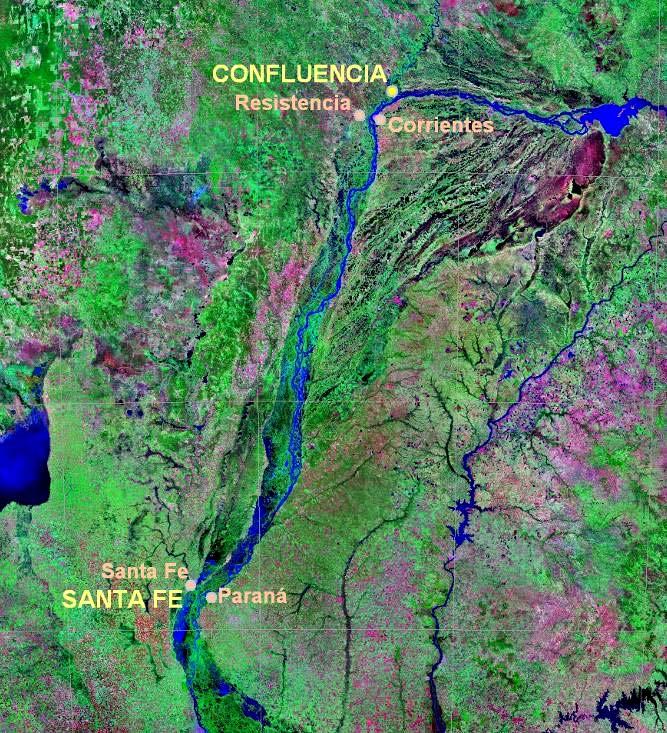 Study area Argentina s Santa Fe Confluencia waterway Extension: 654 km of the Paraná River.
