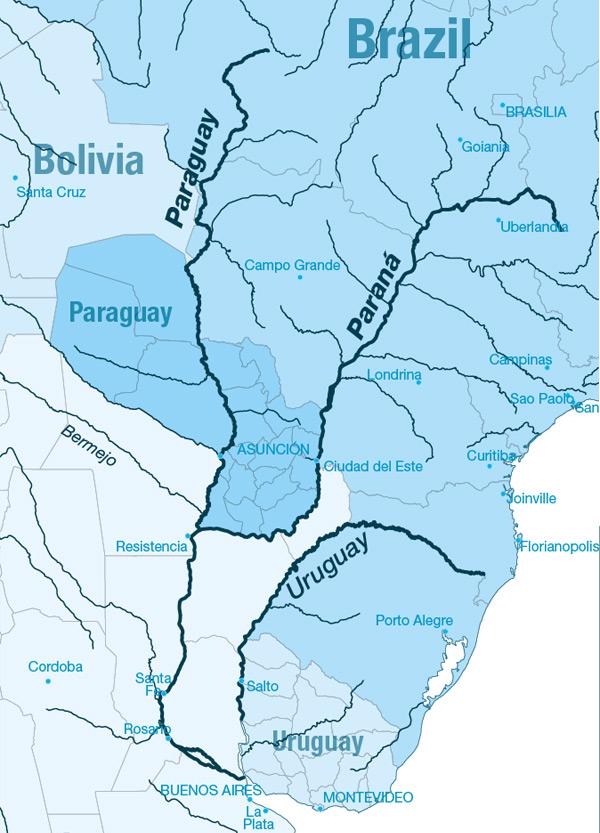Section 2 RIVER PLATE BASIN. R. PARAGUAY rises in the center of South America R. PARANA rises in Eastern Brazil Caceres Corumbá R.Paraguay flows into R.