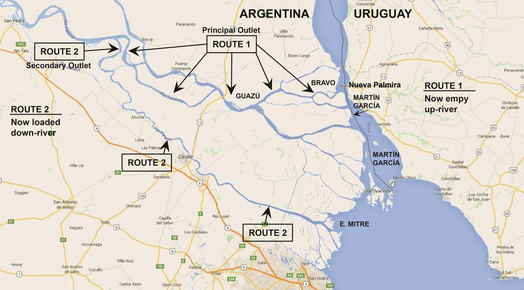 Google-map Delta of the River Paraná 1999 Martin Garcia Opened Pilots suggested one way.