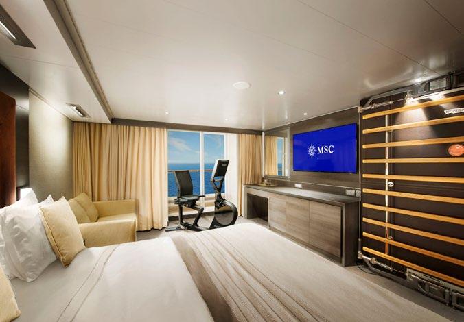 For the ultimate in luxury, the Royal Suites on MSC Meraviglia and MSC Seaside have their own balcony with private whirlpool bath and dining table,